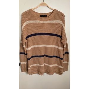 FOREVER 21 | Tan Knit Sweatshirt w/ Stripes